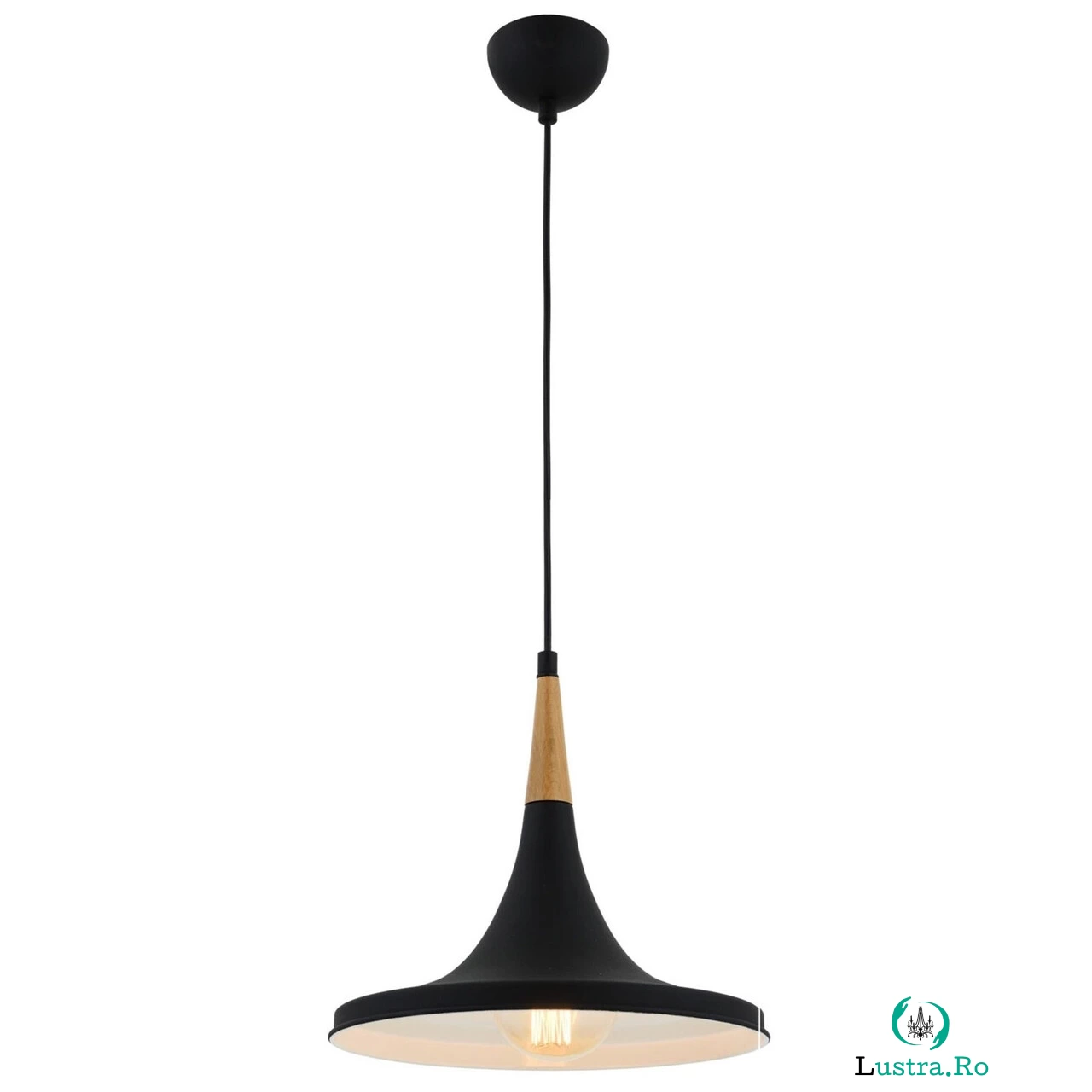 Lustra, Avonni, 683AVN1386, Metal, Negru / Stejar