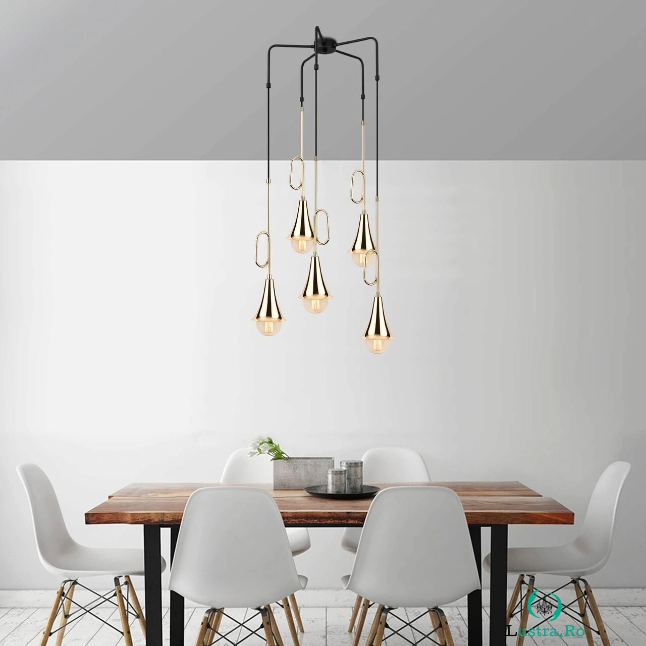 Lustra, Opviq, 892OPV1481, Metal, Negru/Auriu la 1,107.00 lei ron