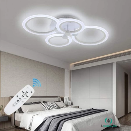 LUSTRA LED CERCURI 56W CU 4 BRATE 3 CULORI+IR 580mm x 90mm la 153.54 lei ron