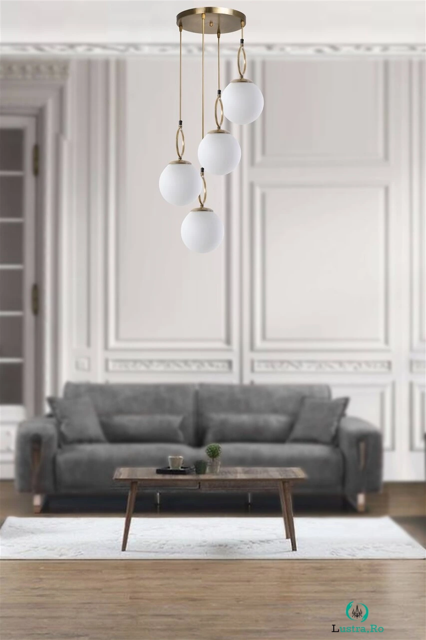 Lustra, Morino, Stala, 30 x 70 cm, 4 x E27, 60W, alb la 692.00 lei ron