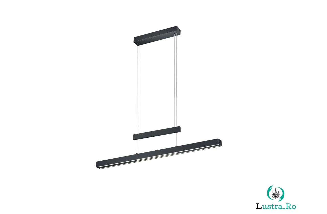 Lustra Trajan, TRIO, 150.5x6x150 cm, 45W, 1x SMD, metal, negru mat la 1,488.00 lei ron