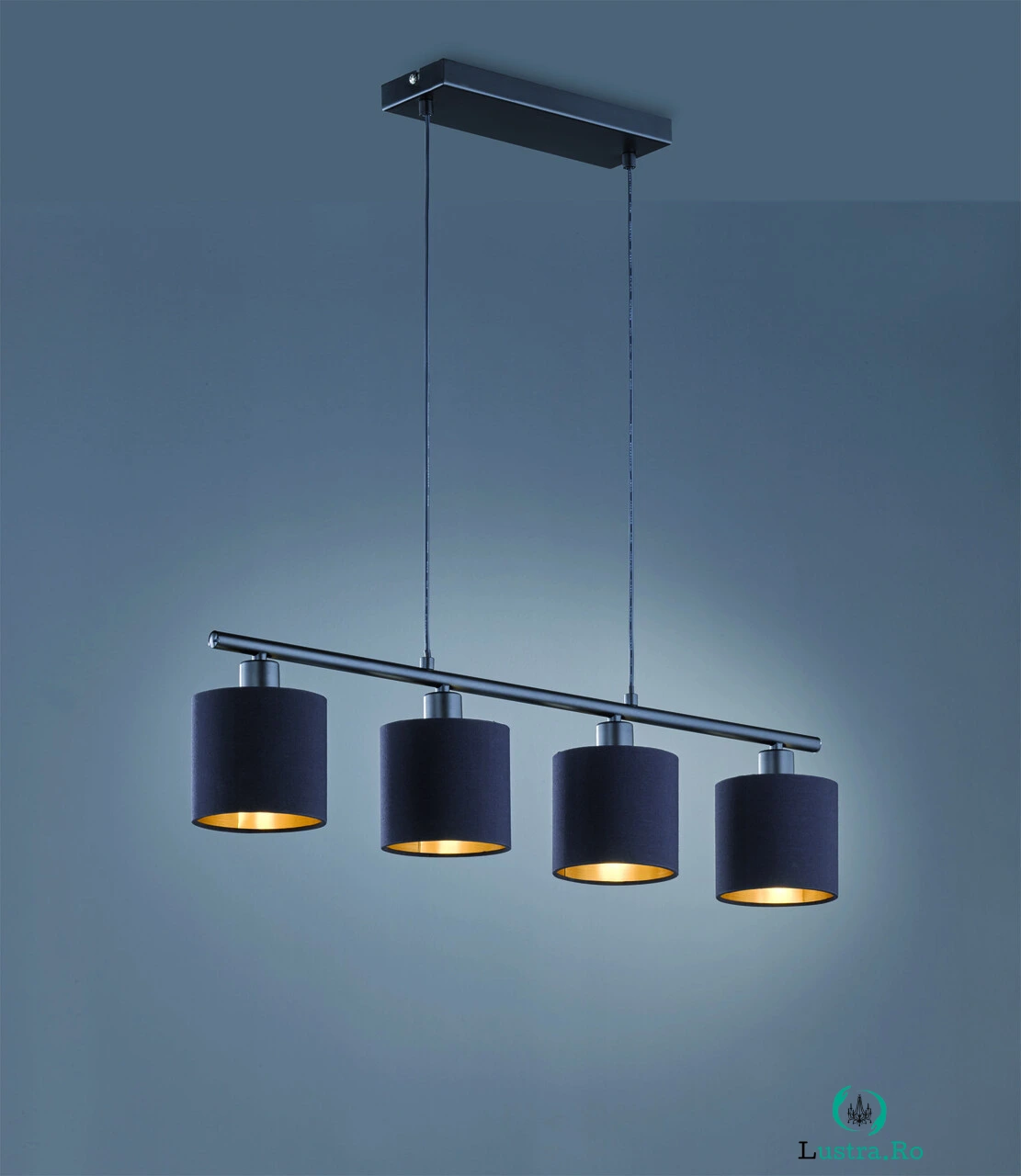 Lustra Tommy, RL, 75x12x150 cm, 28W, 4x E14, metal, negru mat