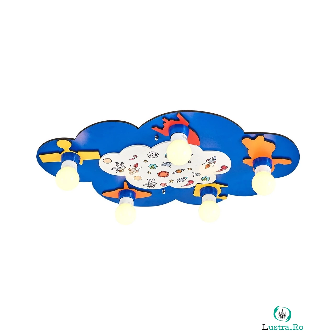 Lustra copii, L1536 - Blue, Lightric, 70 x 44 x 6 cm, 5 x E27, 24W, albastru la 352.00 lei ron